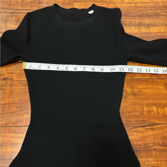 A.l.C Black Ribbed Knit Mini Fit And Stretch Flare Long Sleeve Dress Size Xs - Picture 10 of 15